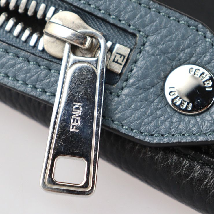 Fendi By-the-way Business Bag 7 Va458 Leather Black Blue Yellow Silver Hardware — view 5