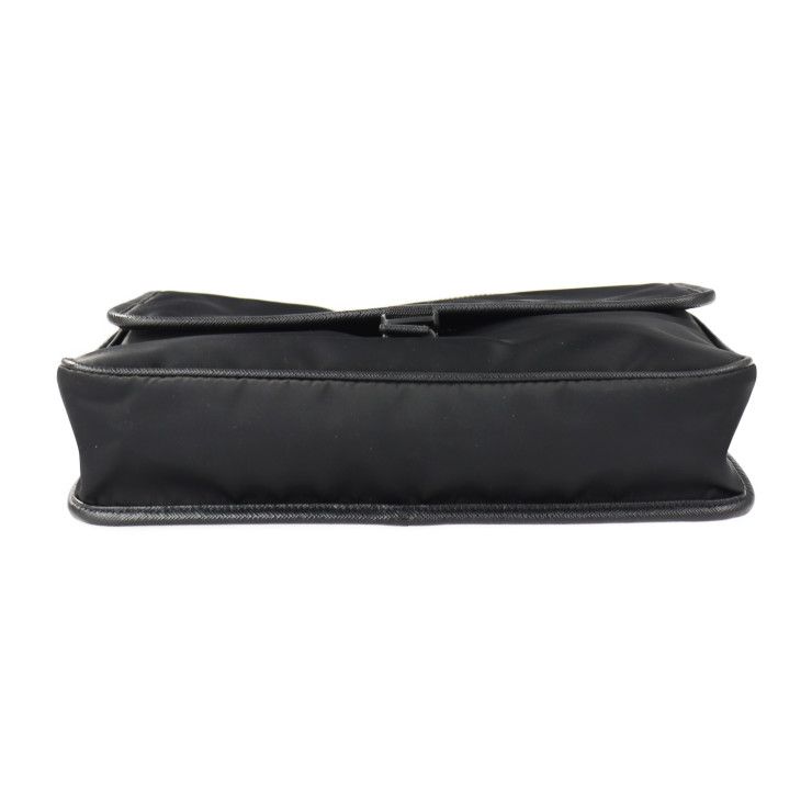 Prada Messenger Bag Shoulder 2 Vd951 Nylon Black Leather Silver Hardware — view 4