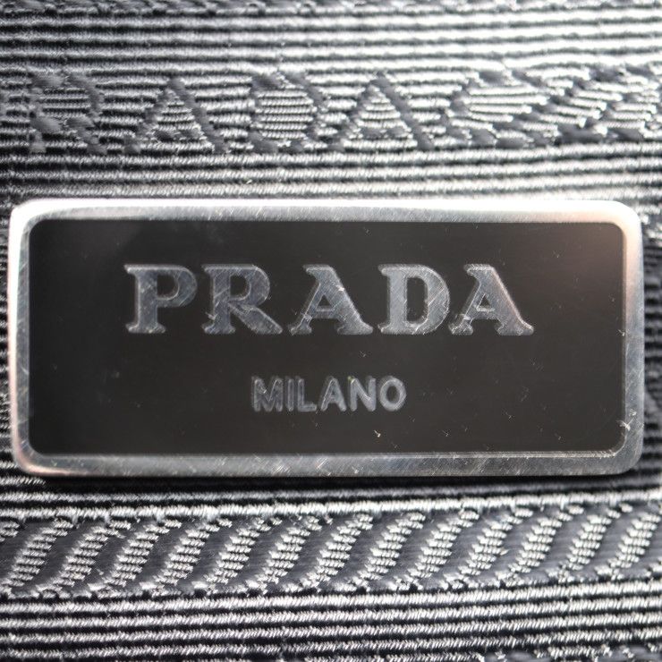 Prada Messenger Bag Shoulder 2 Vd951 Nylon Black Leather Silver Hardware — view 9