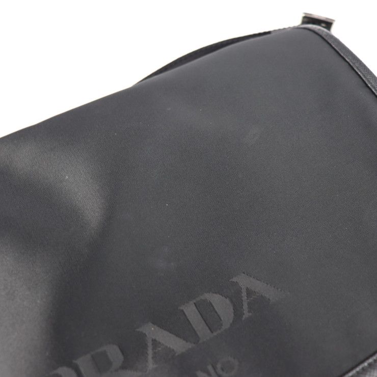 Prada Messenger Bag Shoulder 2 Vd951 Nylon Black Leather Silver Hardware — view 7