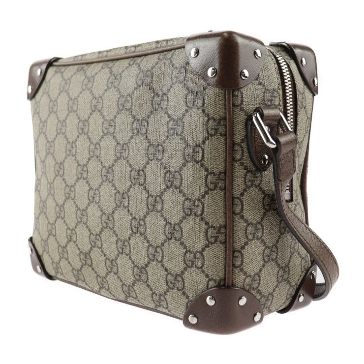 Gucci Shoulder Bag Leather Beige Brown Silver Hardware GG Supreme — view 2
