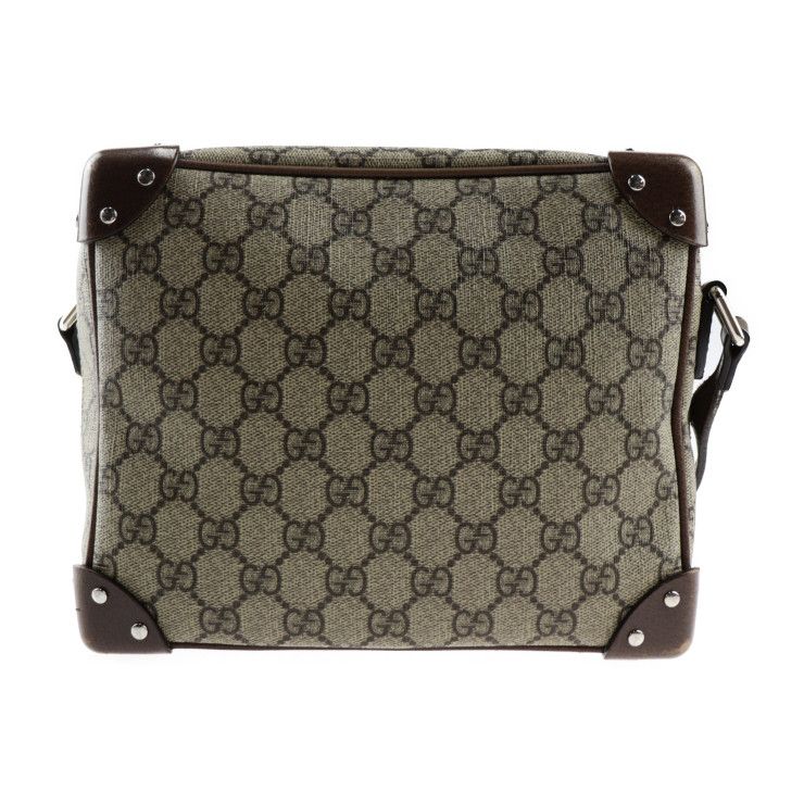 Gucci Shoulder Bag Leather Beige Brown Silver Hardware GG Supreme — view 3
