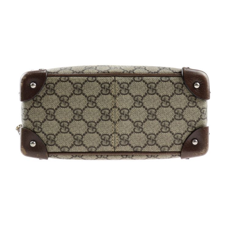 Gucci Shoulder Bag Leather Beige Brown Silver Hardware GG Supreme — view 4