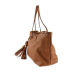 Gucci Tote Bag Leather Brownish Gold Hardware Bamboo Shoulder Tassel — view 2