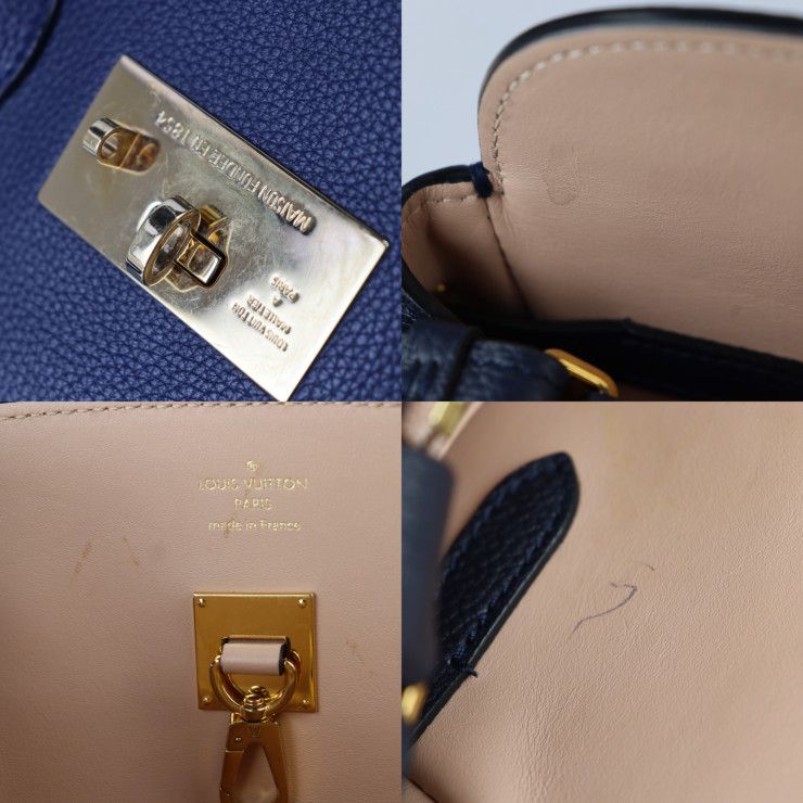 Louis Vuitton Mila MM Handbag Taurillon Leather Blue Marine — view 8