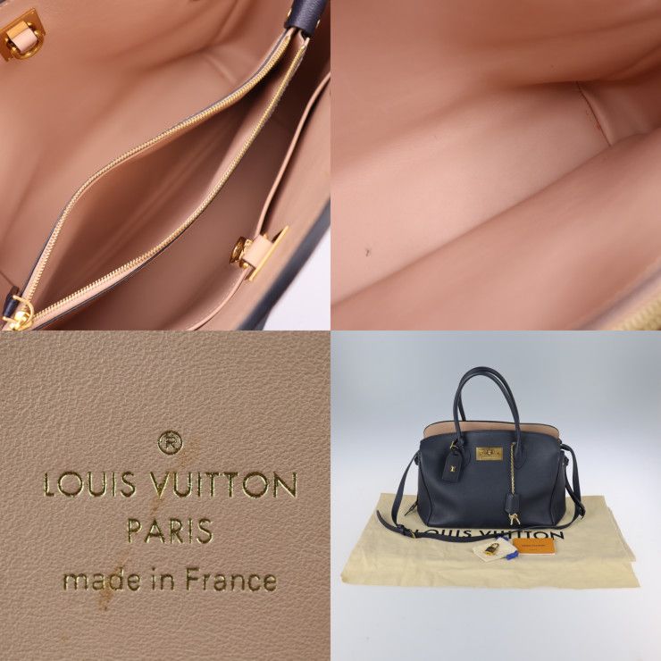 Louis Vuitton Mila MM Handbag Taurillon Leather Blue Marine — view 9
