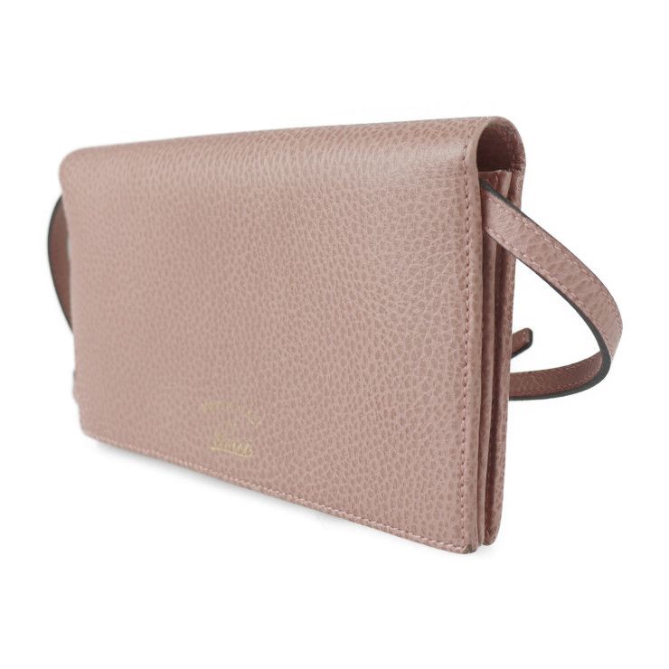 Gucci Shoulder Wallet Bag Calf Leather Pinkish Gold Hardware — view 2