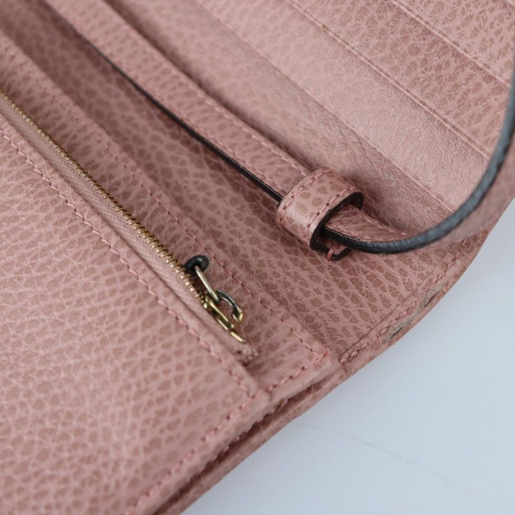 Gucci Shoulder Wallet Bag Calf Leather Pinkish Gold Hardware — view 9