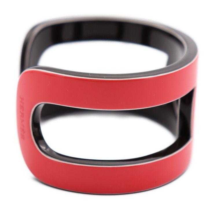 Hermes Variation Bangle Lacquered Wood Pinkish Black Cuff Bracelet — view 5