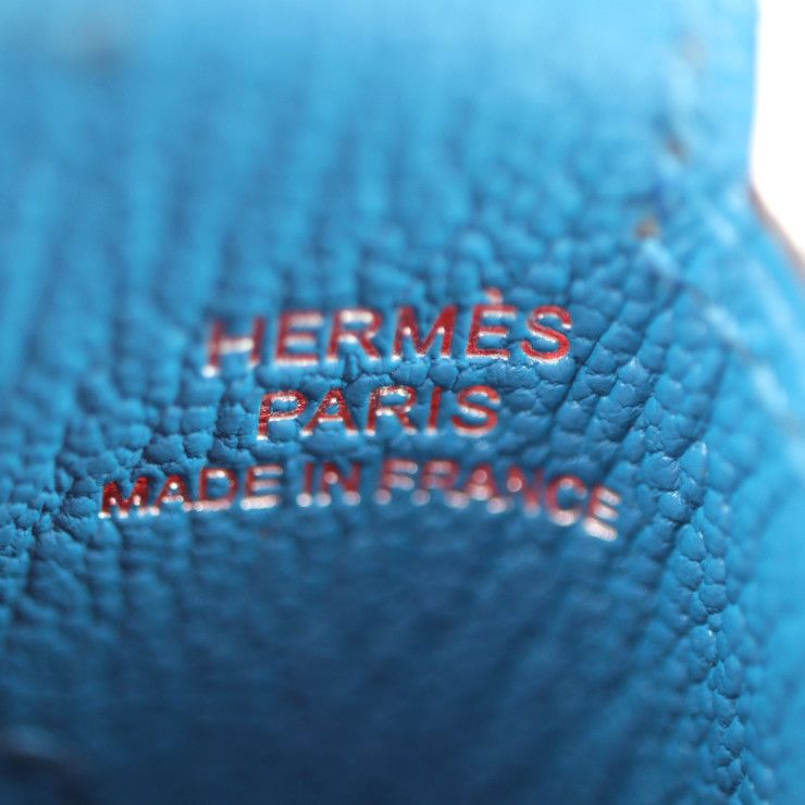 Hermes H Tag Card Holder Case Chevre Rouge Blue Silver Hardware Periodica — view 7