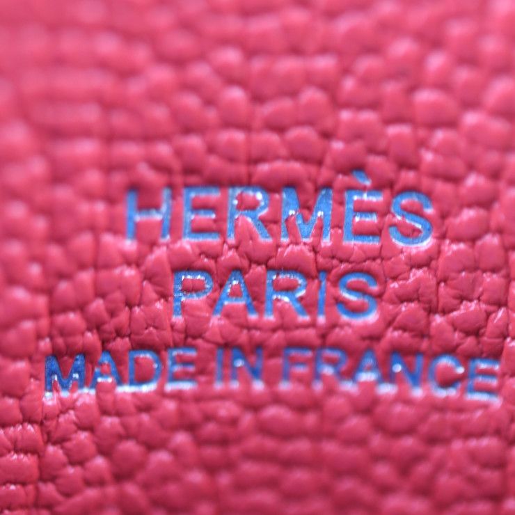 Hermes H Tag Card Holder Case Chevre Rouge Blue Silver Hardware Periodica — view 8