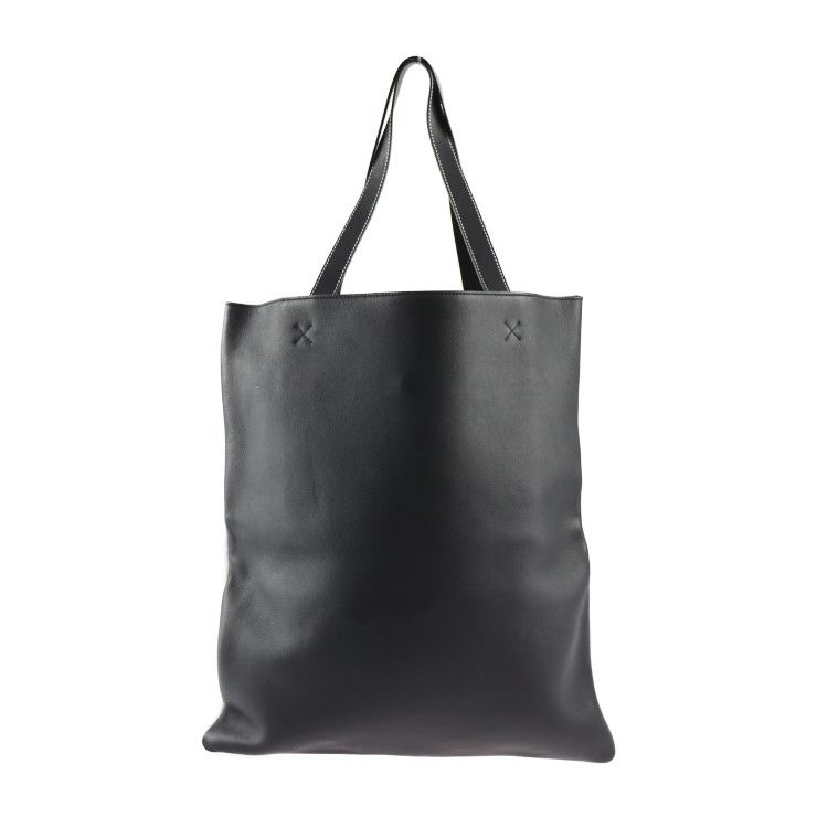 Loewe Tote Bag Leather Black White Mackintosh Argyle Chair Pattern Large Size — view 3