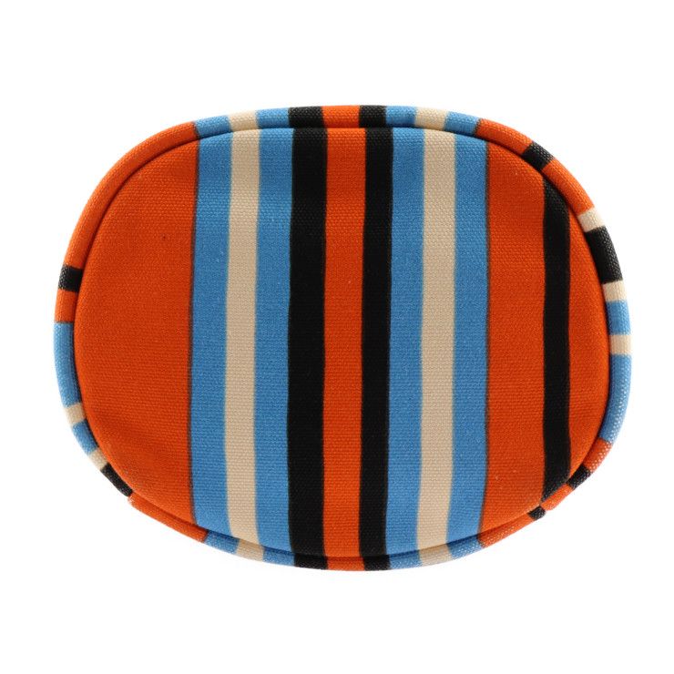 Prada Shoulder Bag 2 Vh147 Canvas Leather Orange Blue Ivory Black Silver — view 4