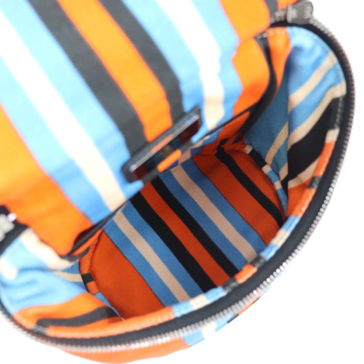 Prada Shoulder Bag 2 Vh147 Canvas Leather Orange Blue Ivory Black Silver — view 7