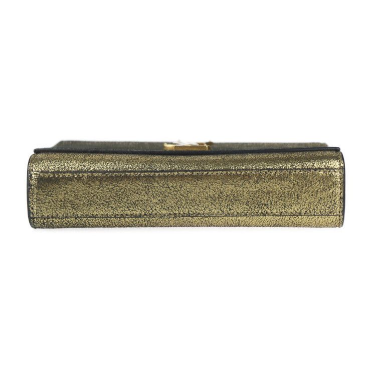 Saint Laurent Kate Small Chain Shoulder Bag Leather Gold Black YSL Logo — view 4