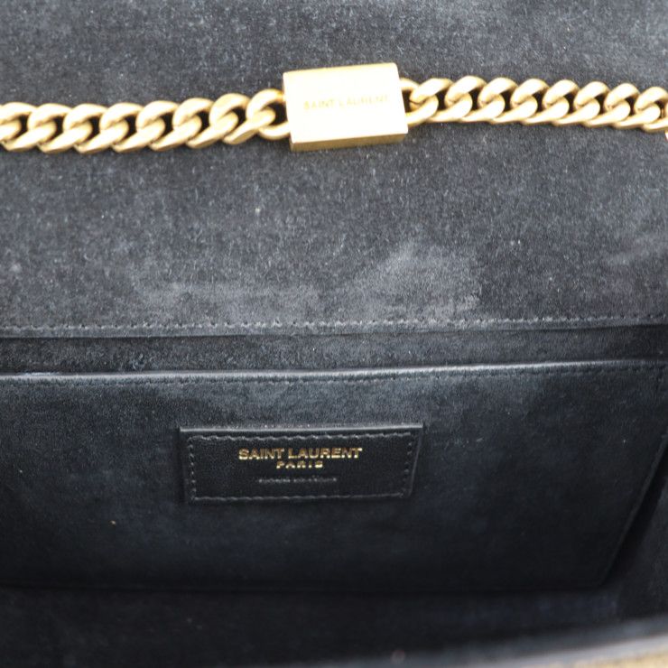 Saint Laurent Kate Small Chain Shoulder Bag Leather Gold Black YSL Logo — view 8