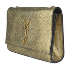 Saint Laurent Kate Small Chain Shoulder Bag Leather Gold Black YSL Logo — view 2