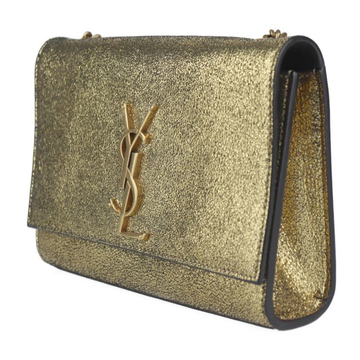 Saint Laurent Kate Small Chain Shoulder Bag Leather Gold Black YSL Logo — view 2