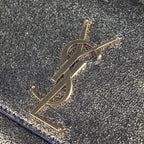 Saint Laurent Kate Small Chain Shoulder Bag Leather Gold Black YSL Logo — view 6