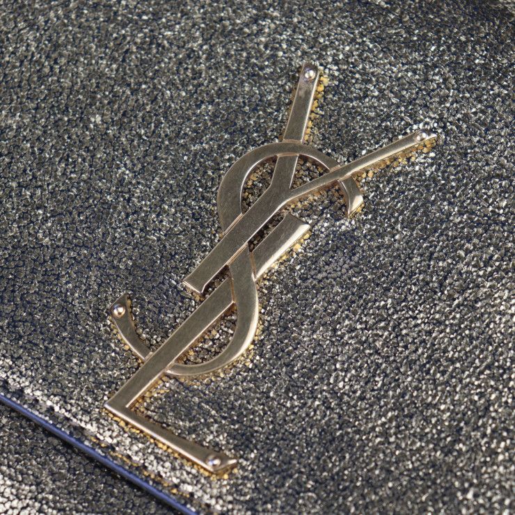 Saint Laurent Kate Small Chain Shoulder Bag Leather Gold Black YSL Logo — view 6