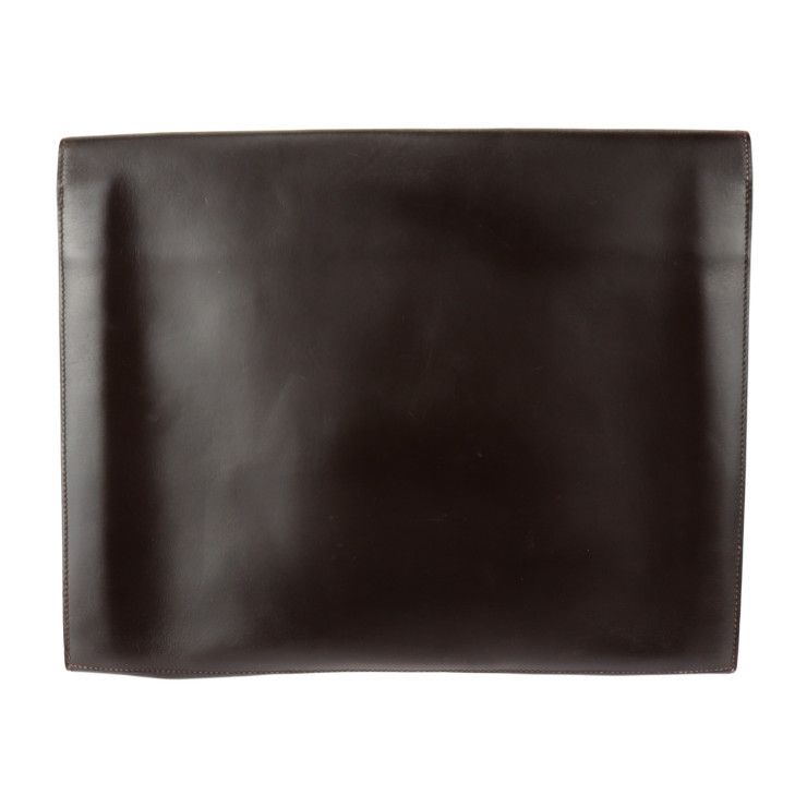 Hermes Clutch Bag Box Calf Dark Brown FACO GM 35 Second Document — view 3