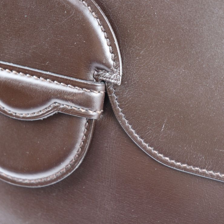 Hermes Clutch Bag Box Calf Dark Brown FACO GM 35 Second Document — view 7
