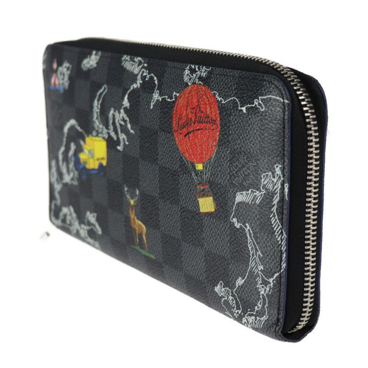 Louis Vuitton Zippy Organizer NM Long Wallet Leather Black And Gray — view 2