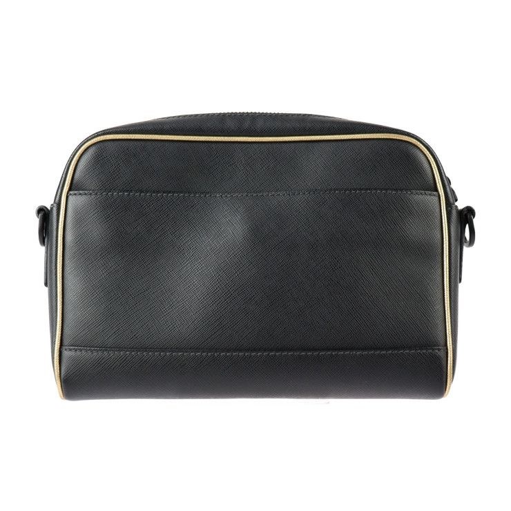 Prada Shoulder Bag 2 Vh063 Saffiano Leather Black Gold Tone Triangle Logo — view 3