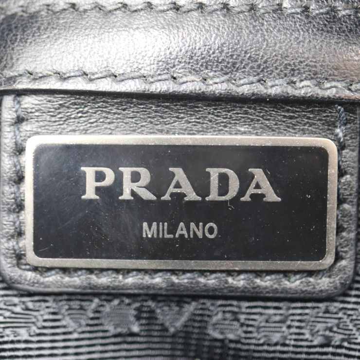 Prada Shoulder Bag 2 Vh063 Saffiano Leather Black Gold Tone Triangle Logo — view 9