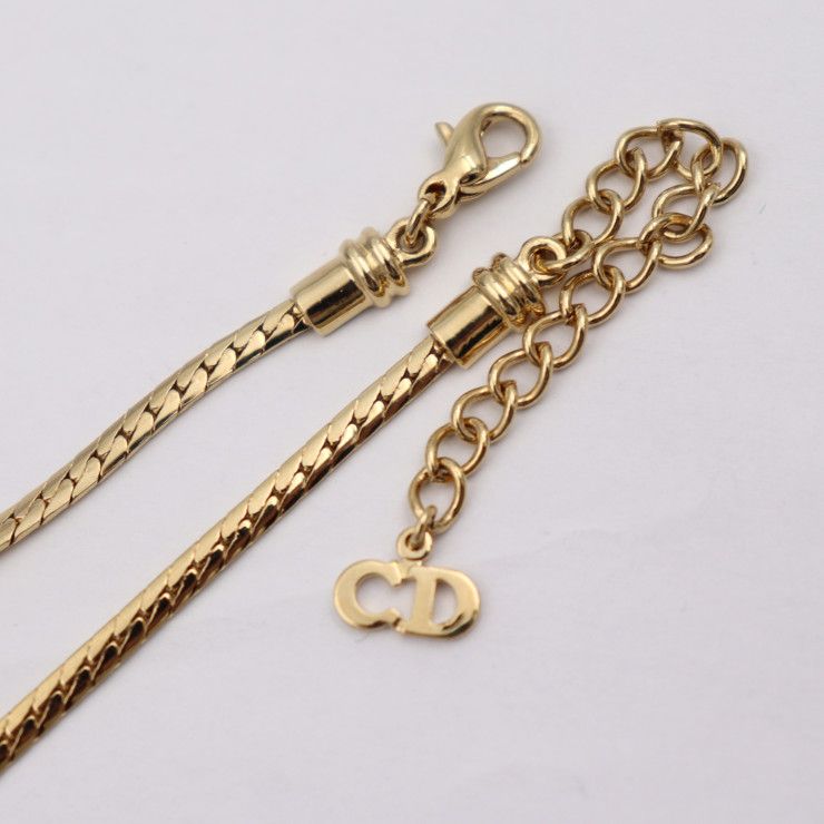 Christian Dior Necklace Metal Rhinestone Gold Black CD Logo Choker — view 5