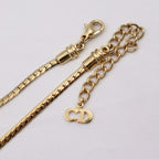 Christian Dior Necklace Metal Rhinestone Gold Black CD Logo Choker — view 5
