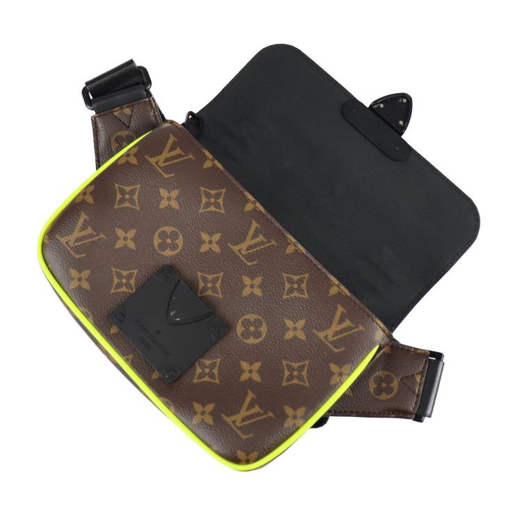 Louis Vuitton S-lock S-ring Back Waist Bag Leather Brown Neon Yellow — view 7
