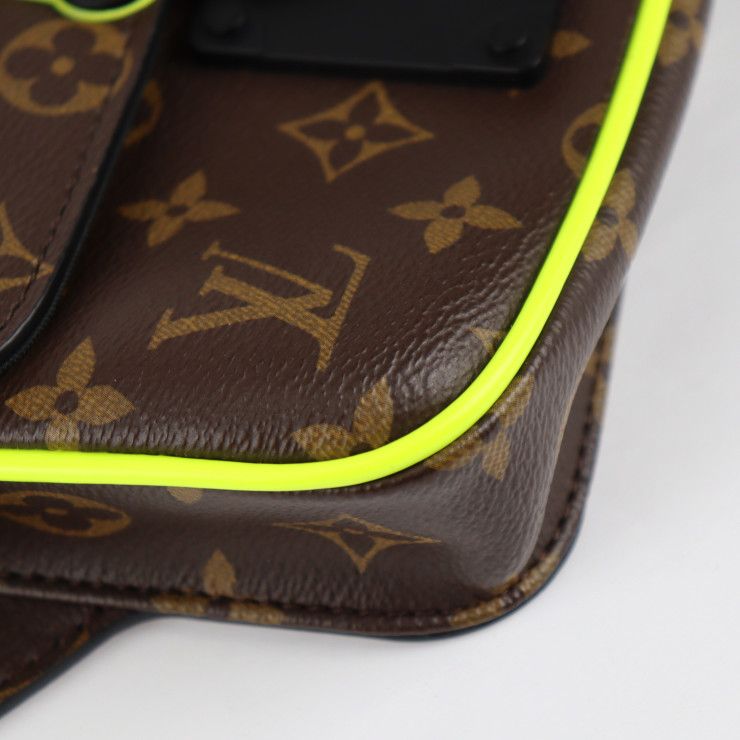 Louis Vuitton S-lock S-ring Back Waist Bag Leather Brown Neon Yellow — view 4