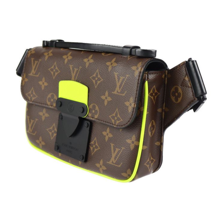 Louis Vuitton S-lock S-ring Back Waist Bag Leather Brown Neon Yellow — view 2