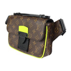 Louis Vuitton S-lock S-ring Back Waist Bag Leather Brown Neon Yellow — view 2