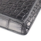 Celine Business Bag Croc Shape Pressed Leather Black Silver Hardware Portable — view 5