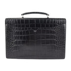 Celine Business Bag Croc Shape Pressed Leather Black Silver Hardware Portable — view 3