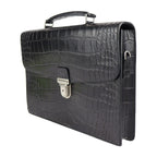 Celine Business Bag Croc Shape Pressed Leather Black Silver Hardware Portable — view 2