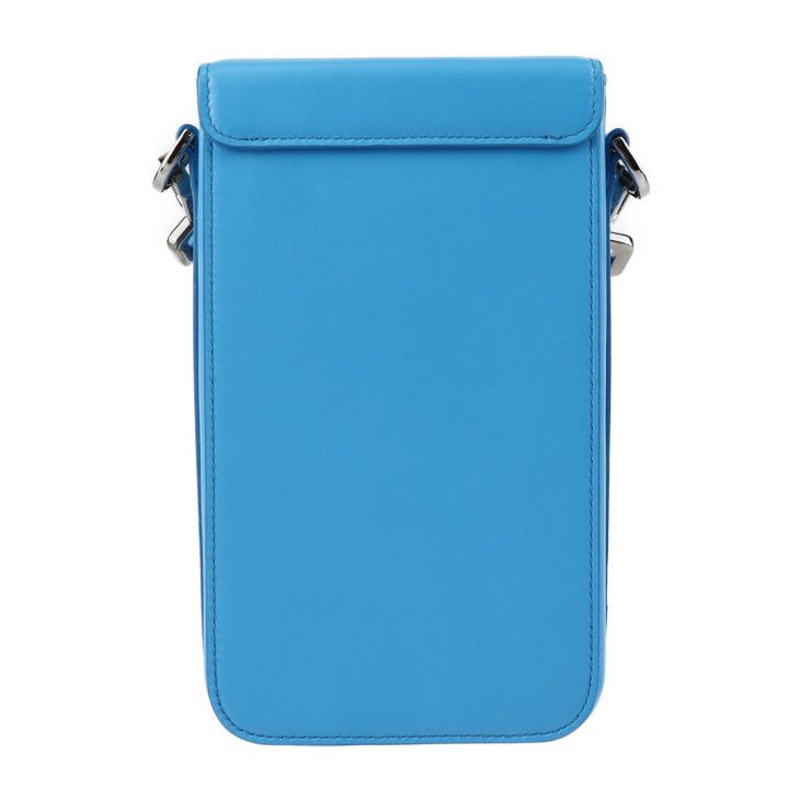 Dior Lock Vertical Pouch Shoulder Bag 2 ucl Leather Blue Silver Hardware — view 3