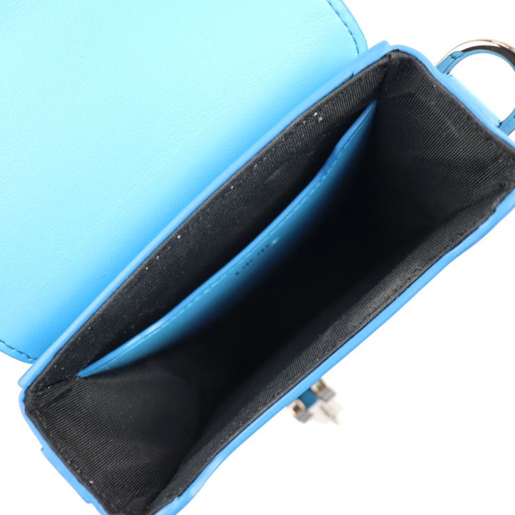 Dior Lock Vertical Pouch Shoulder Bag 2 ucl Leather Blue Silver Hardware — view 9