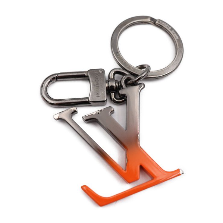 Louis Vuitton Porte Cles Spray Key Holder Metal Gunmetal Orange — view 2