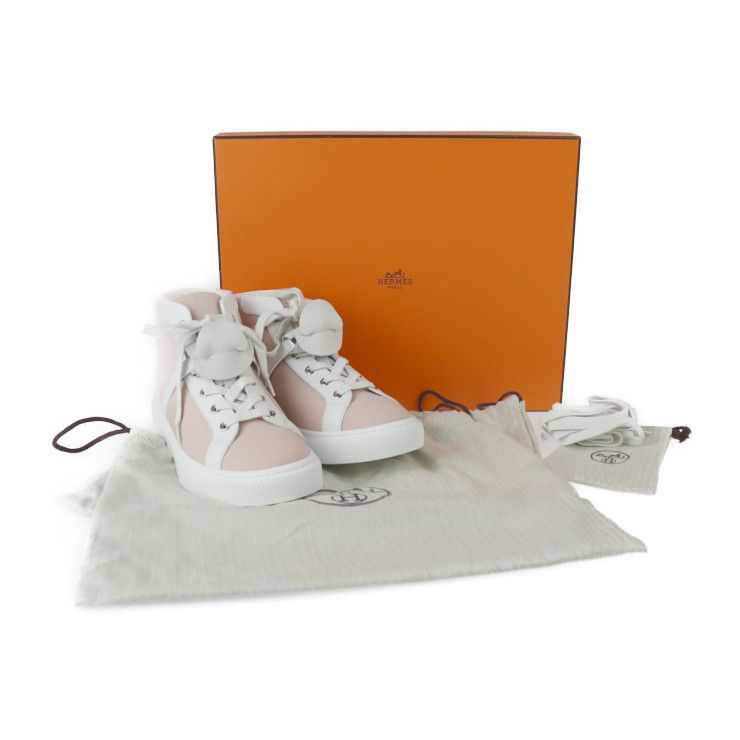 Hermes Sneakers Z C5380 Toile Ashe Calfleather Raspberry White Silverhard — view 7