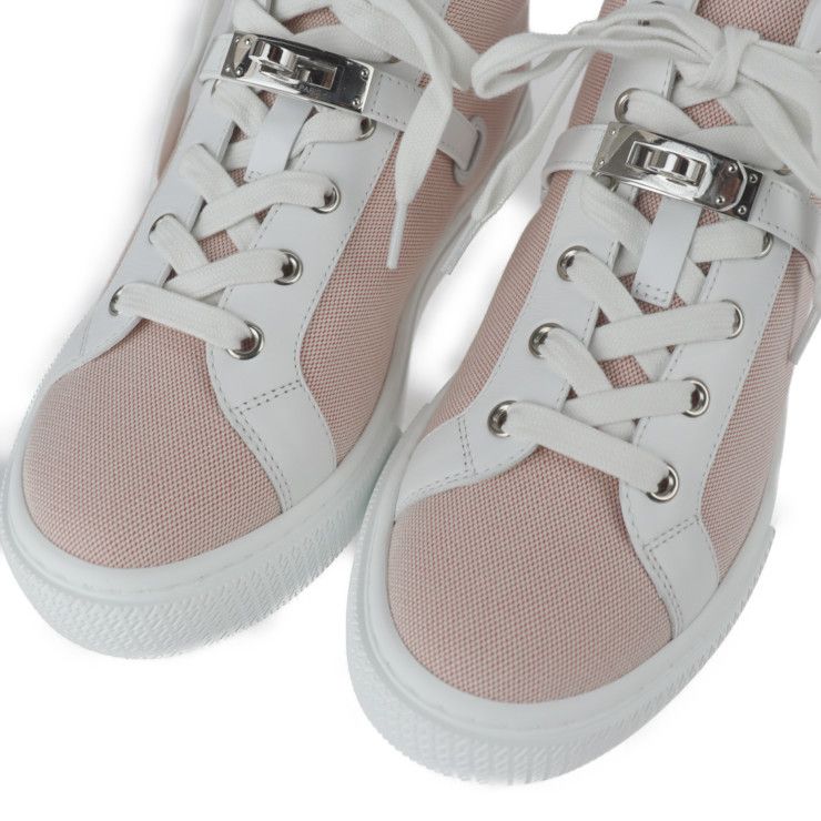 Hermes Sneakers Z C5380 Toile Ashe Calfleather Raspberry White Silverhard — view 5