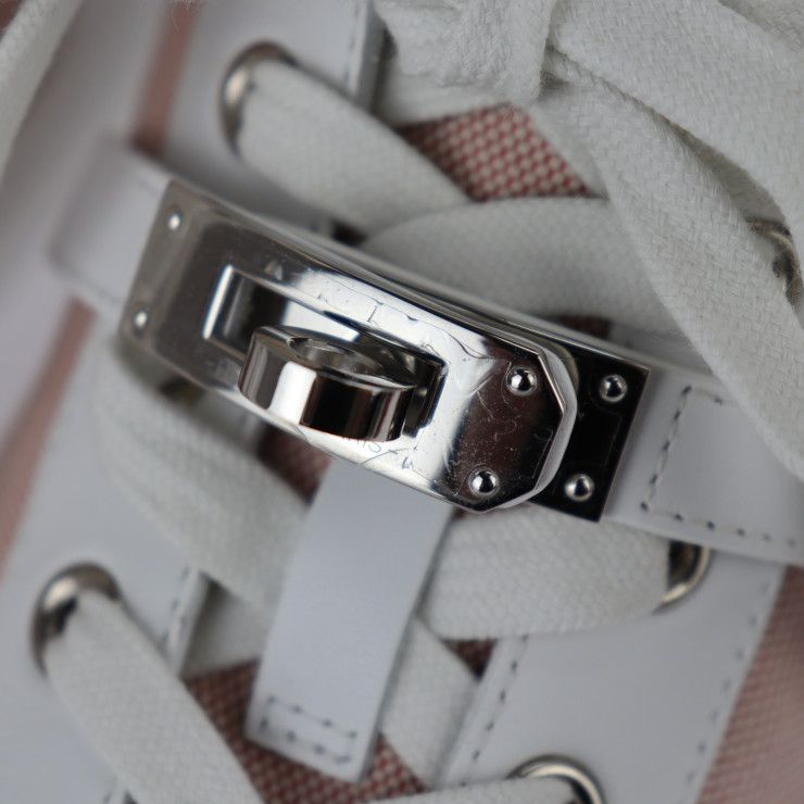 Hermes Sneakers Z C5380 Toile Ashe Calfleather Raspberry White Silverhard — view 6