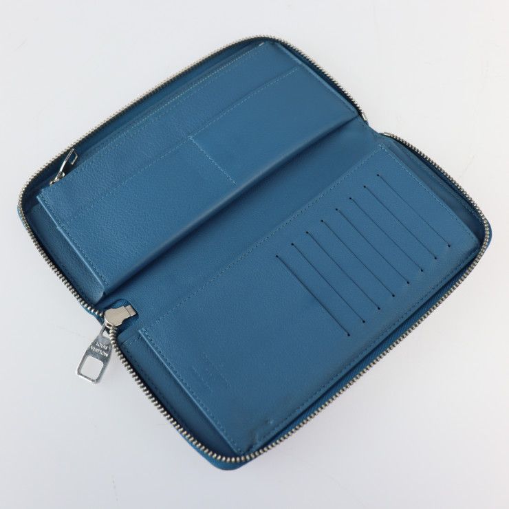 Louis Vuitton Zippy Wallet Vertical Long Taurillon Leather Blue — view 6