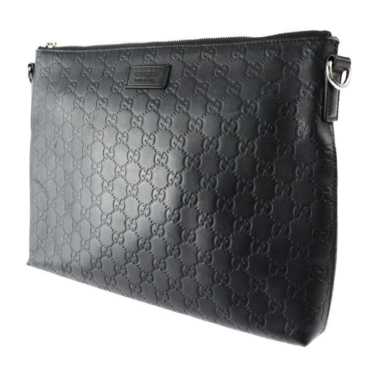 Gucci Shoulder Bag Leather Black Silver Hardware Guccissima 2-Way Second — view 3
