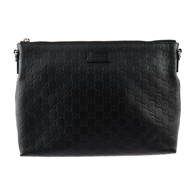 Gucci Shoulder Bag Leather Black Silver Hardware Guccissima 2-Way Second — view 2