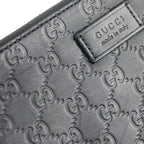 Gucci Shoulder Bag Leather Black Silver Hardware Guccissima 2-Way Second — view 8