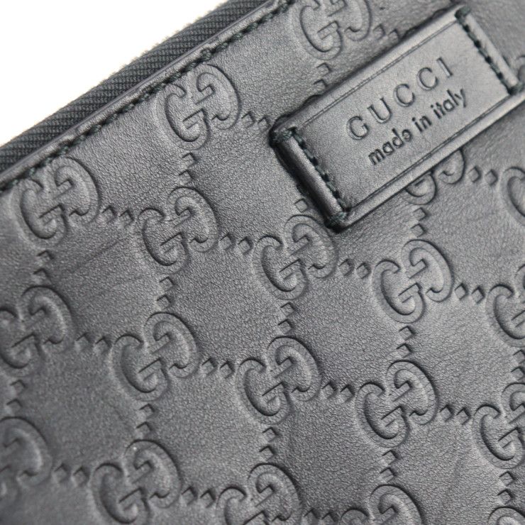 Gucci Shoulder Bag Leather Black Silver Hardware Guccissima 2-Way Second — view 8