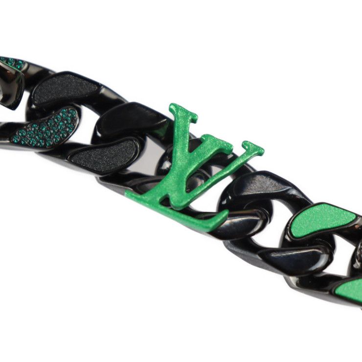 Louis Vuitton Collier Chain Links Patches Necklace Mp2853 Metal Black Green — view 4